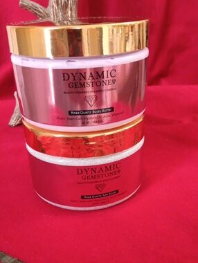 Dynamic Gemstone Rose Quartz Body Butter & Salt Scrub - Pink with Gold